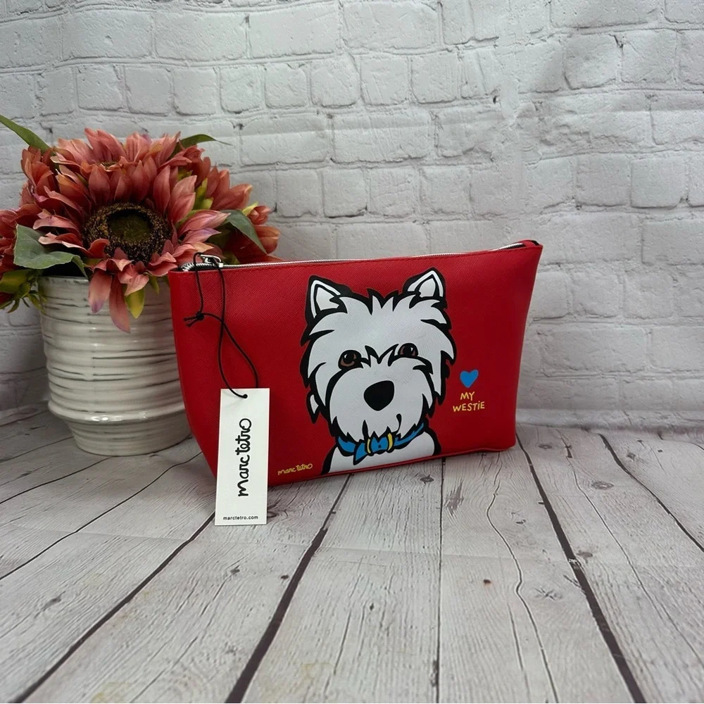NWT Marc Terri cosmetic makeup travel bag with westie